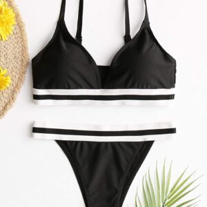 Retro Padded Bra and Panty Set Black
