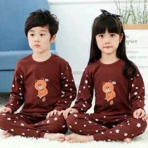 BROWN STAR BEAR PRINTED KIDS WEAR