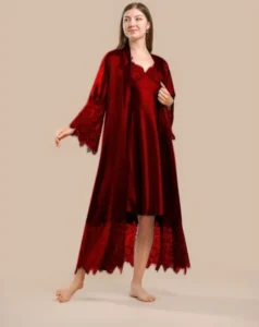 Long Satin & Lace Nightdress & Robe Set